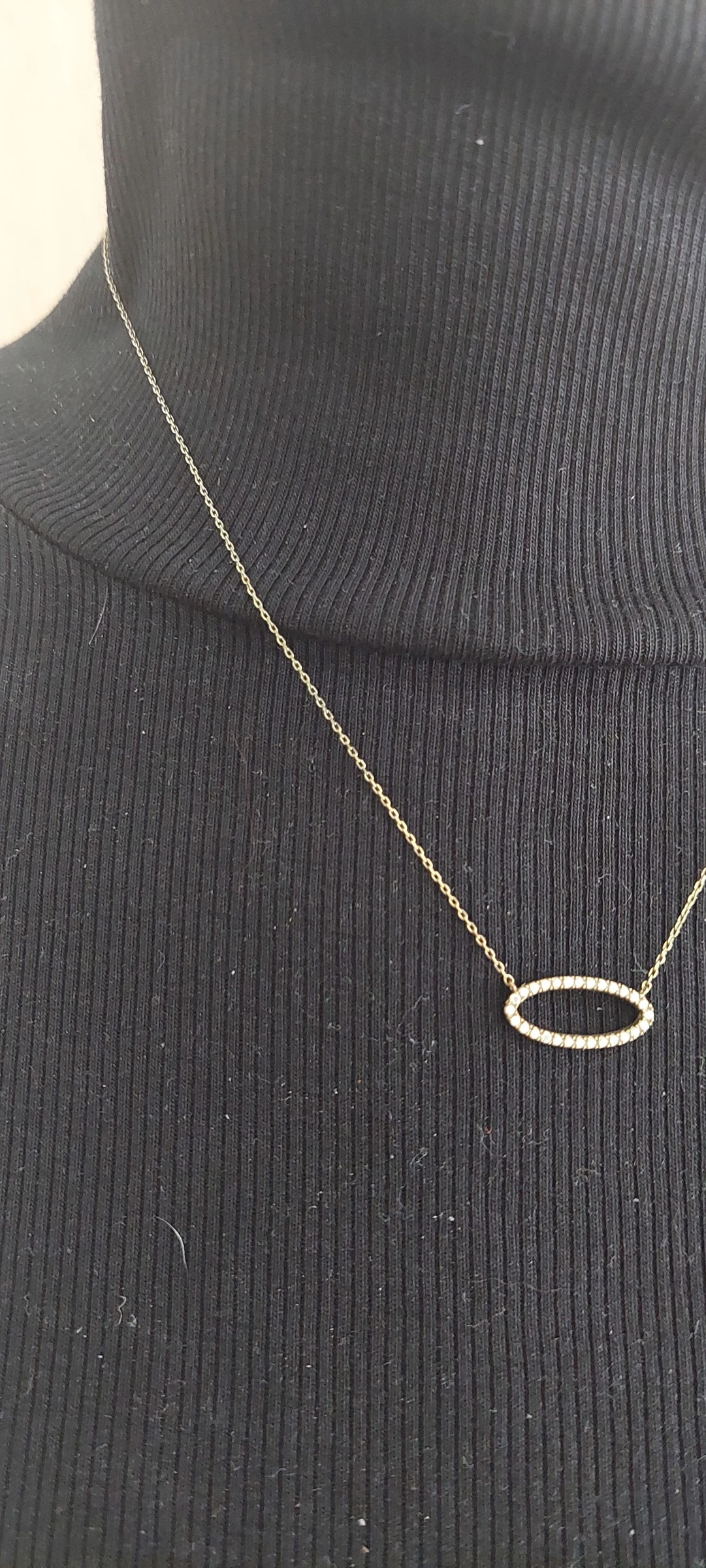 Fijne zilveren ketting van 925 goud - ovaal gezette hanger ☕️✅ – photo 3